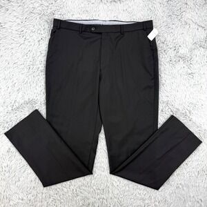 Neiman Marcus Pants Men's 41.5 Black NWT Raw Hem 100% Wool Traditional Fit Dress